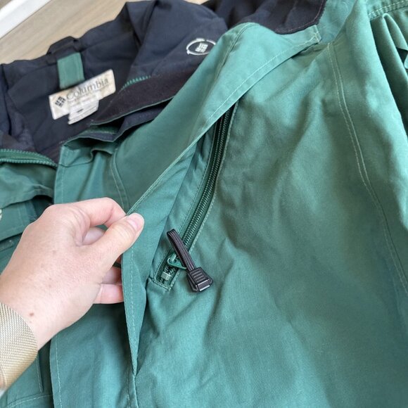 Columbia Titanium Omnitech Ski Jacket Mens Lg Green Full‎ Zip Waterproof Vintage - Picture 13 of 16